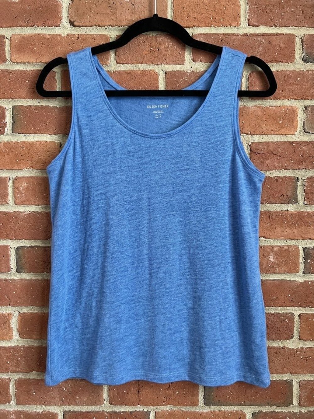 Eileen Fisher Organic Linen Jersey Blue Scoop Neck Tank